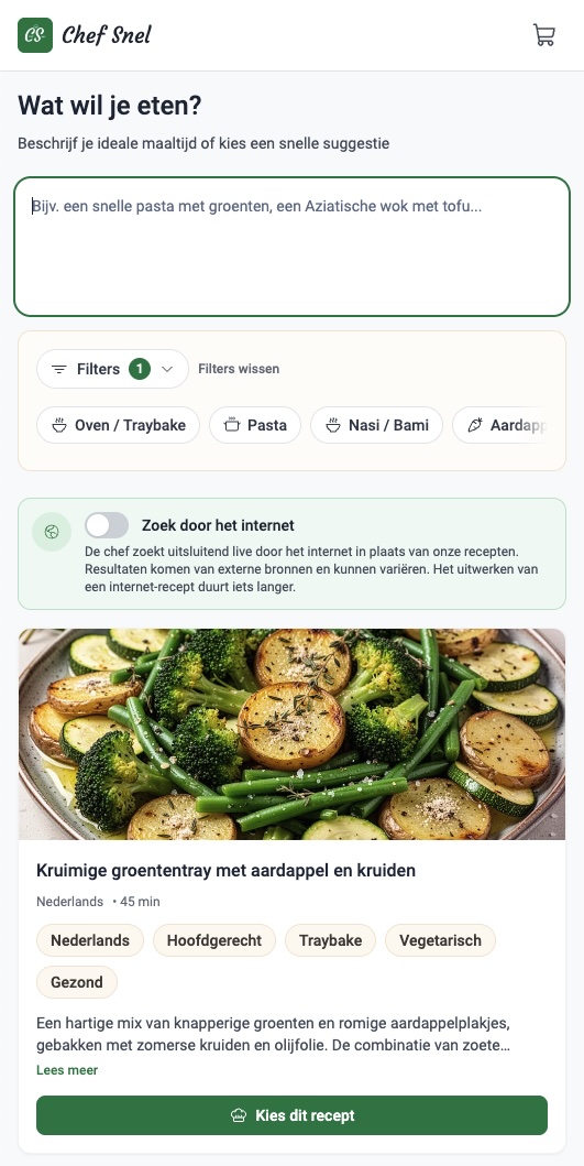 Chef Snel App - Zoek recepten